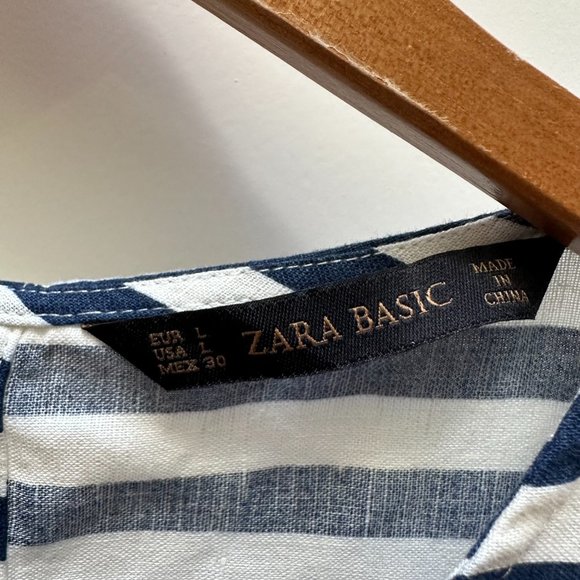 Zara Blue & White Stripe Peplum Tank - Picture 3 of 3